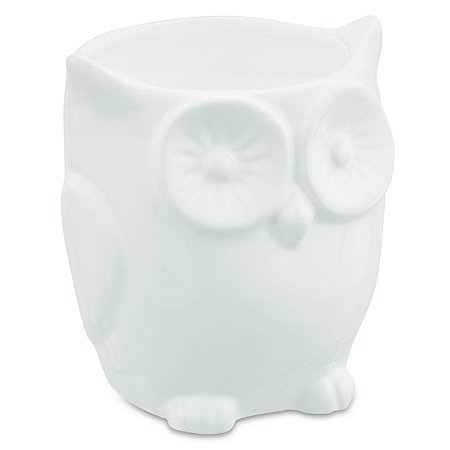 CACHEPOT CORUJA BRANCA EM CERAMICA