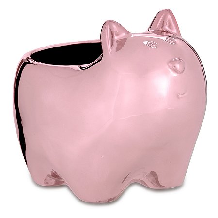 CACHEPOT GATO ROSE GOLD EM  CERAMICA