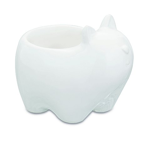 CACHEPOT GATO BRANCO EM CERAMICA