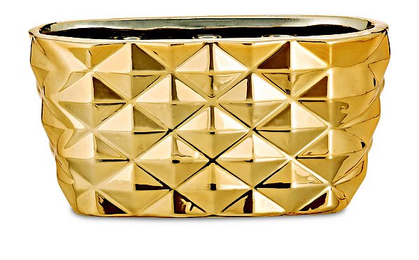 KIT FLOREIRA DOURADO EM CERAMICA - 3 PCS