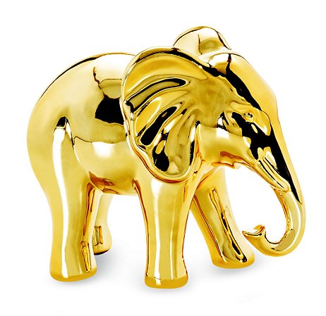 ELEFANTE DOURADO EM CERAMICA