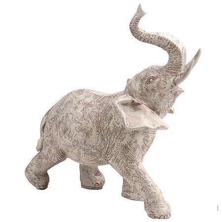 ELEFANTE DE RESINA BRANCO 21CM X 11CM X 23CM