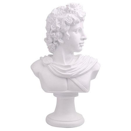 BUSTO DECORATIVO DE RESINA BRANCO 21CM X 16,5CM X 45CM