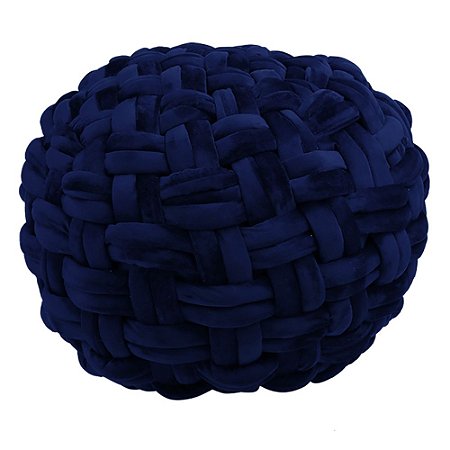 PUFF REDONDO DE VELUDO AZUL MARINHO