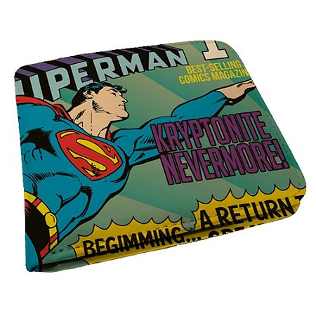 CARTEIRA PU DCO FLYING SUPERMAN AZUL 9 X 12 CM