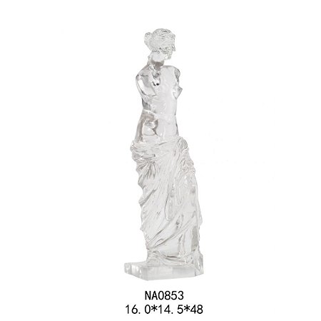 ESTATUETA DE MULHER EM RESINA TRANSPARENTE