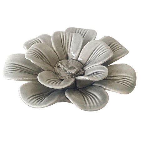 CJ DE 2 PCS DECORATIVAS DE CERAMICA - FLOR CINZA 8CM X 8CM X