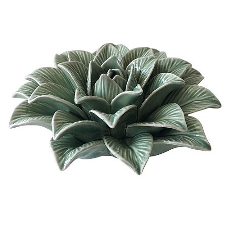 PECA DECORATIVA DE CERAMICA - FLOR VERDE 14,7CM X 14,7CM X 5