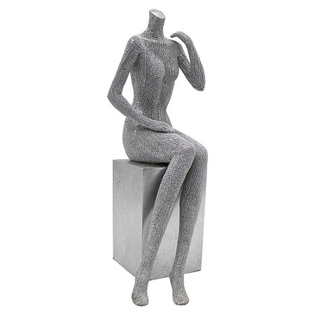 PECA DECORATIVA FORMATO DE CORPO FEMININO DE RESINA
