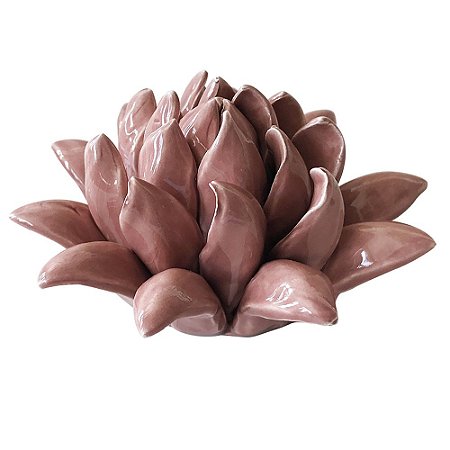 PECA DECORATIVA DE CERAMICA - FLOR ROSA 12CM X 11,7CM X 6,4C