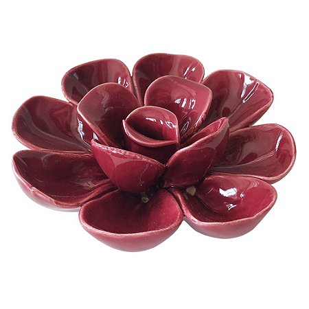 PECA DECORATIVA DE CERAMICA - FLOR MARSALA 10,6CM X 10,8CM X