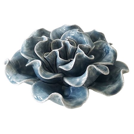 PECA DECORATIVA DE CERAMICA - FLOR AZUL 10,3CM X 10CM X 4CM