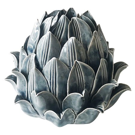 PECA DE MESA DE CERAMICA - PINHA CINZA 15,6CM X 15CM X 13,7C
