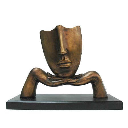 ROSTO DECORATIVO EM RESINA COBRE E MARROM 33CM X 13CM X 25,5