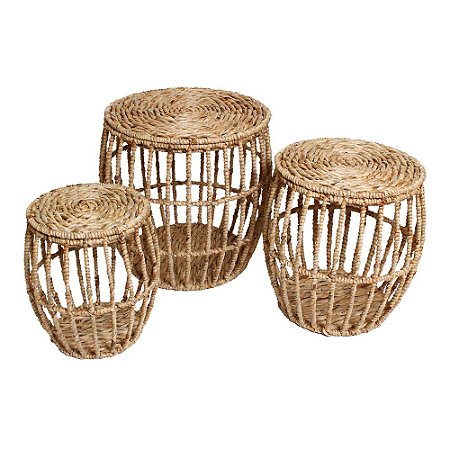 CONJ DE CESTOS DE FIBRA NATURAL  3 PCS