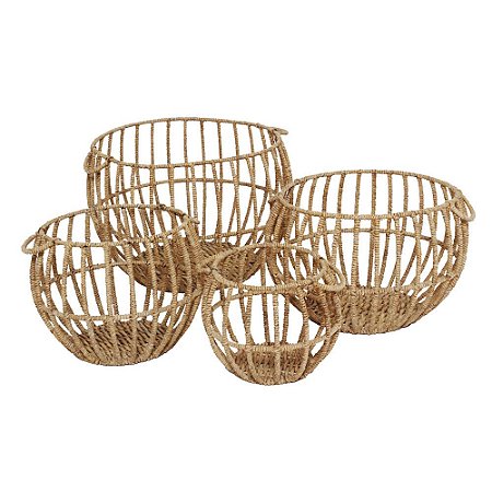 CONJ DE CESTOS DE FIBRA NATURAL  4 PCS