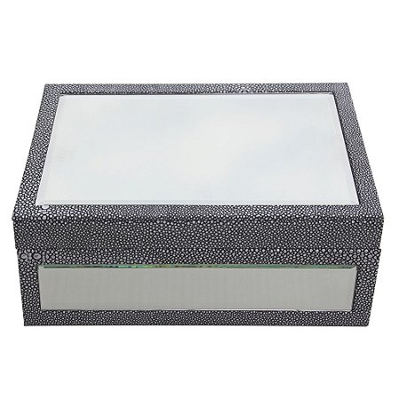 PORTA JÓIAS DE MADEIRA E ESPELHO 25CM X 18CM X 9,5CM