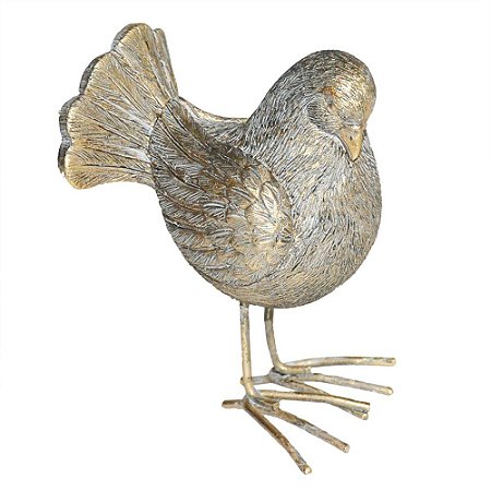PASSARO DE RESINA OURO VELHO 8,5CM X 6CM X 11,5CM