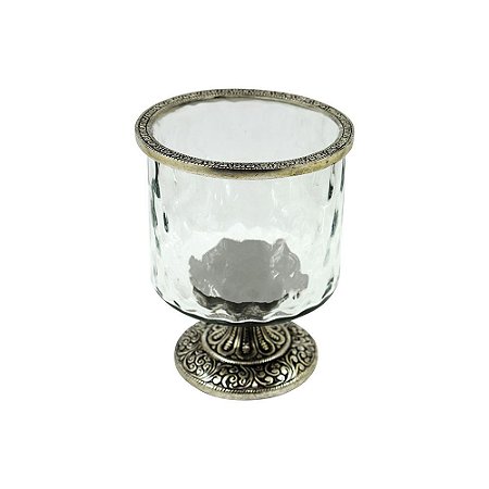 PECA DECORATIVA DE VIDRO TRANSPARENTE COM BASE DE METAL PRAT