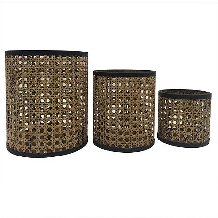 CONJ. DE CESTOS DE TRELICA COM METAL - 3PCS G:15CM X 15CM X