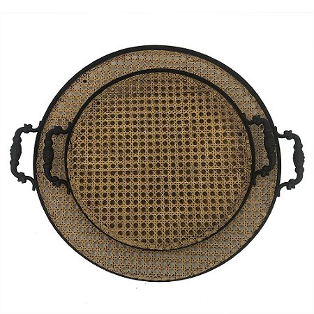 CONJ. DE BANDEJAS DE TRELICA COM METAL - 2PCS G:46CM X 40CM
