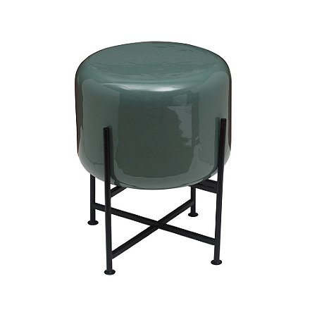 BANQUETA VERDE COM BASE DE METAL PRETA
