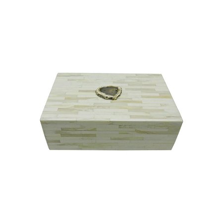 CAIXA DE RESINA ESTILO OSSO COM PEDRA