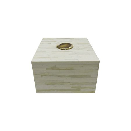 CAIXA DE RESINA ESTILO OSSO COM PEDRA