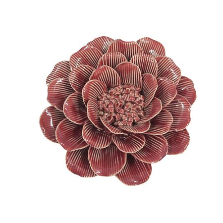 PECA DECORATIVA DE MESA EM CERAMICA - FLOR VERMELHA