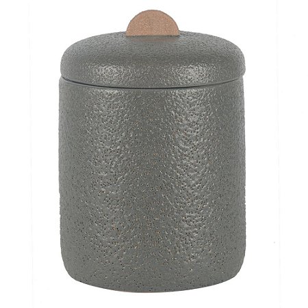 POTE DE CERAMICA CINZA COM O PUXADOR TERRACOTA