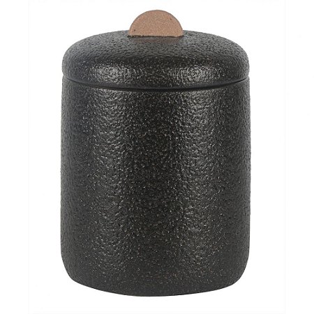 POTE DE CERAMICA PRETO COM O PUXADOR TERRACOTA