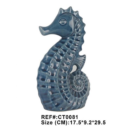CAVALO MARINHO DE CERAMICA AZUL