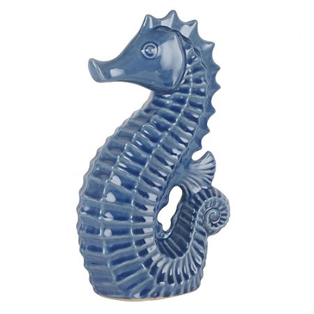 CAVALO MARINHO DE CERAMICA AZUL