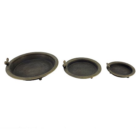 CONJ. DE CENTRO DE MESA DE METAL COM PASSARINHO - 3PCS G:30C