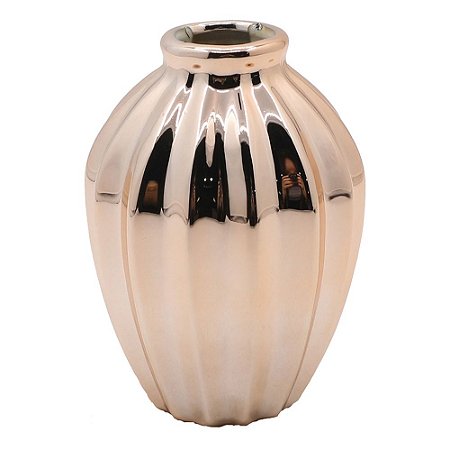 VASO DE CERAMICA DOURADO 8CM X 8CM X 11CM