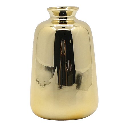 VASO DE CERAMICA DOURADO 6,5CM X 6,5CM X 10CM