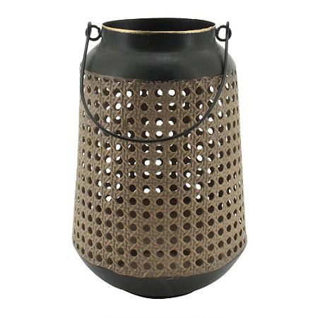 LANTERNA DE CORTICA E METAL 17,5CM X 17,5CM X 27CM