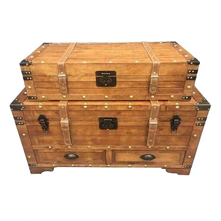 CJ  DE BAUS DE MADEIRA E METAL MARROM  2PCS