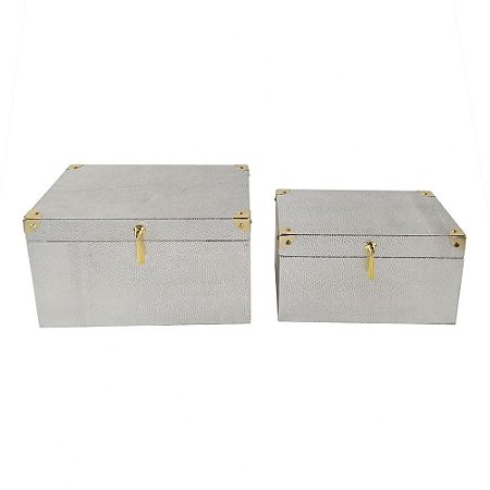 CJ DE MALETAS CINZA COM DETALHE DOURADO  2PCS