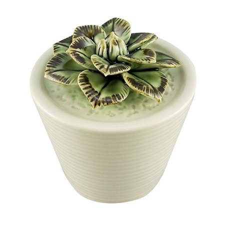 VASO COM SUCULENTA DE CERAMICA 6,8CM X 6,8CM X 6,7CM