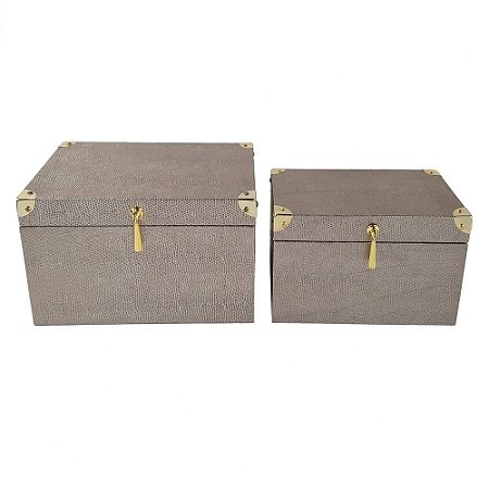 CJ DE MALETAS MARROM COM DETALHE DOURADO  2PCS