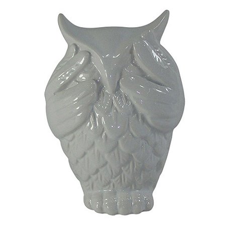 CORUJA DECORATIVA QUE NAO VE EM CERAMICA BRANCO 8CM X 6CM X