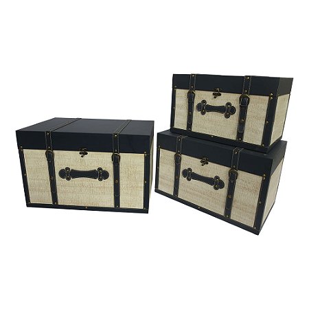CJ. DE BAUS BEGE E PRETO - 3PCS