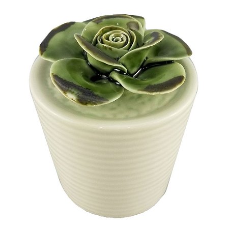 VASO COM SUCULENTA DE CERAMICA 7,3CM X 7,3CM X 9,8CM