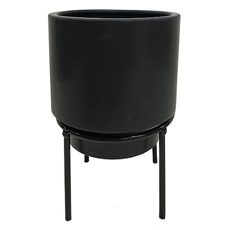 CACHEPOT DE CERAMICA COM SUPORTE DE METAL 12CM X 12CM