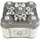 PORTA JOIAS DE PRATA COM CRISTAL - 5X5 CM