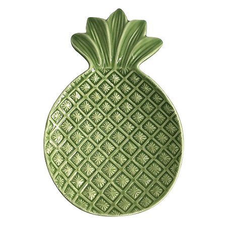 PRATO DE CERAMICA VERDE - ABACAXI