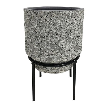 CACHEPOT DE CERAMICA COM SUPORTE DE METAL 12CM X 12CM