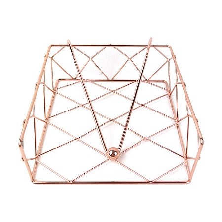 PORTA GUARDANAPO DE METAL COBRE 19,2CM X 19,2CM X 7CM
