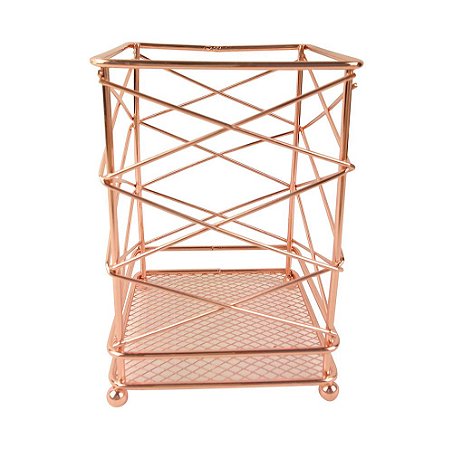 PORTA UTENSILOS DE METAL COBRE 10,5CM X 10,5CM X 15,5CM